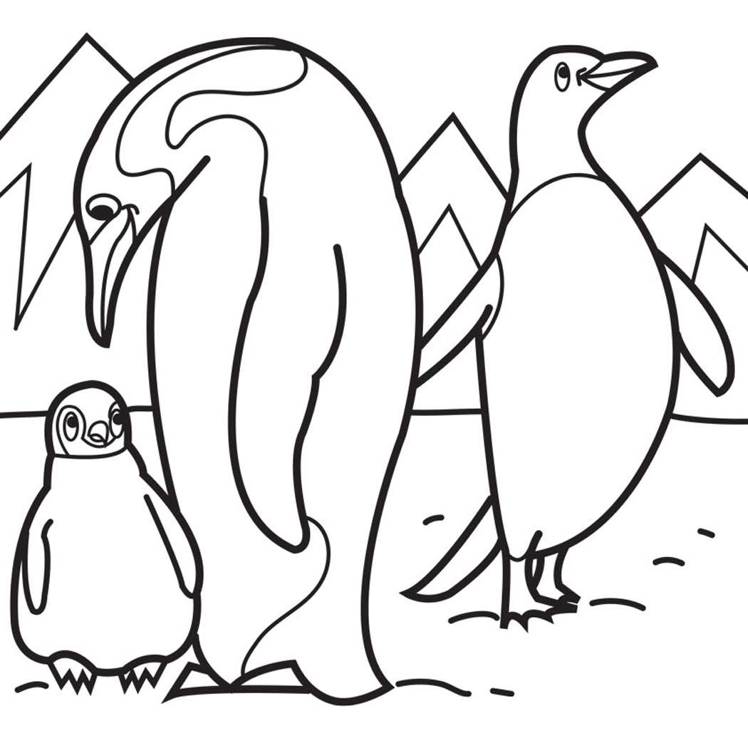 Free coloring pages of cartoon penguins