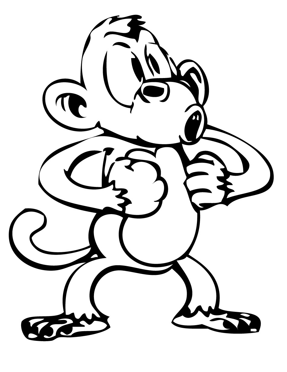 Cartoon Cute Monkey Coloring Page Vector Illustration Stock My Xxx