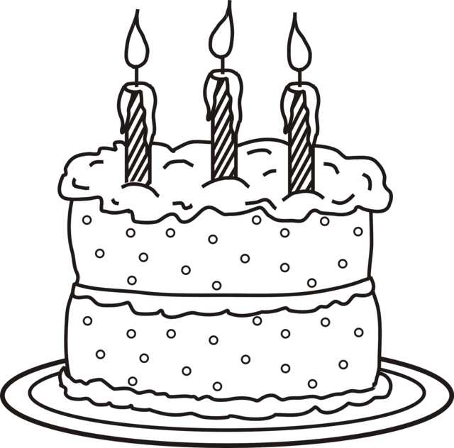 free clip art birthday cake black and white - photo #47