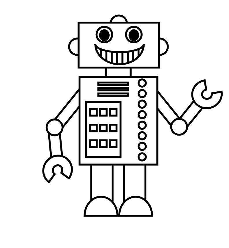 free robot clipart black and white - photo #40