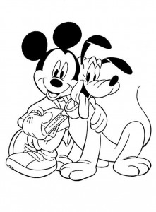 Pluto and Mickey Coloring Pages