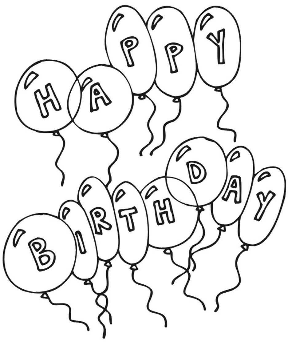 Happy Birthday Balloons Coloring Pages.