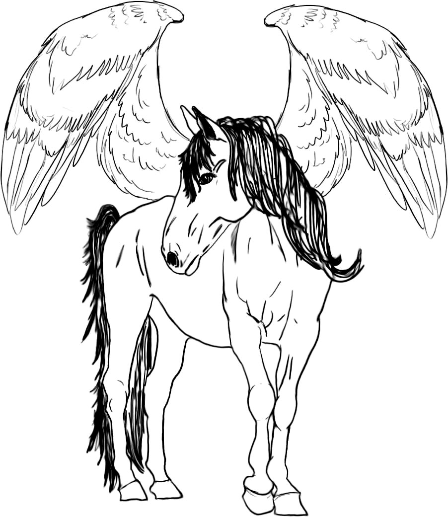 Realistic printable pegasus coloring pages