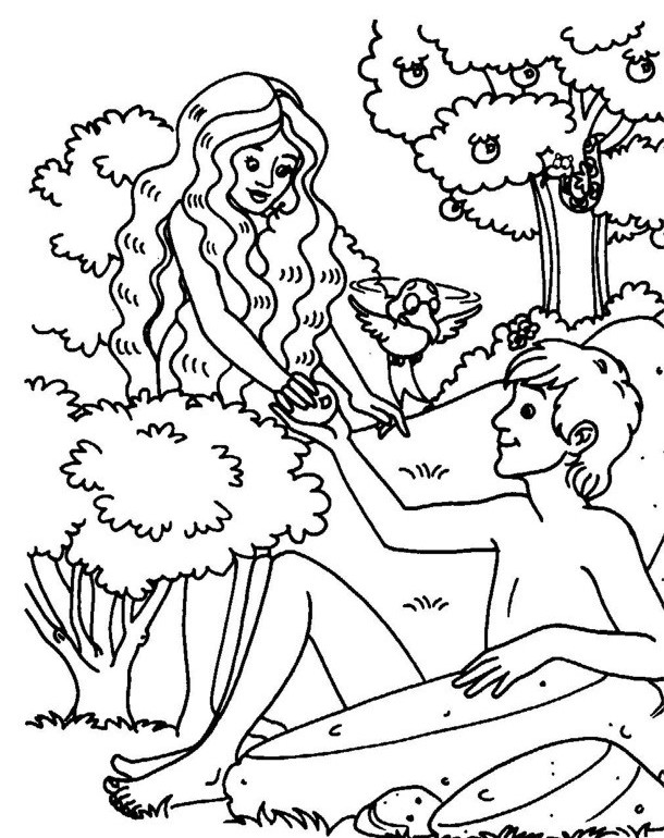 Printable Adam and Eve Coloring pages