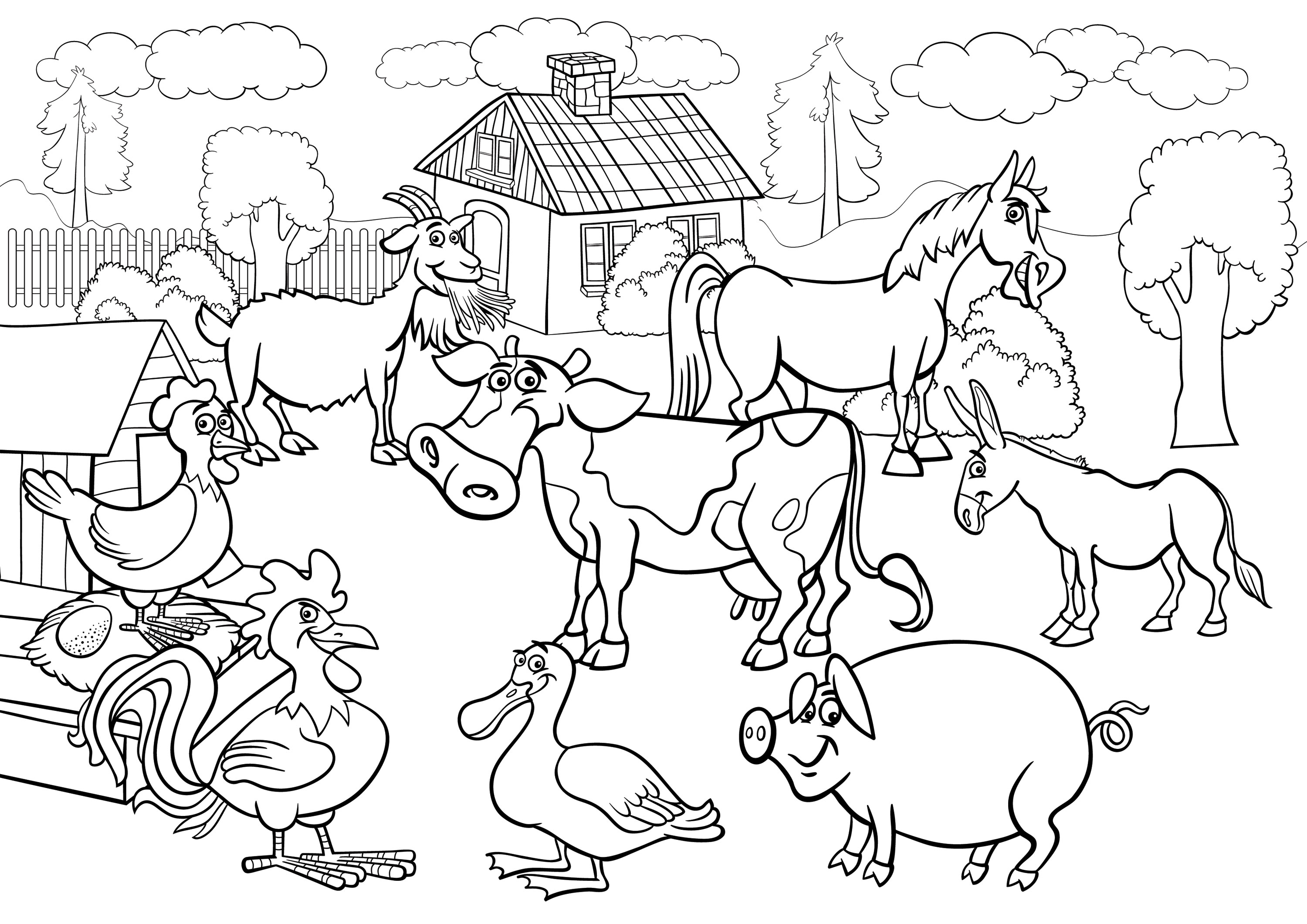 free farm animals coloring pages to print