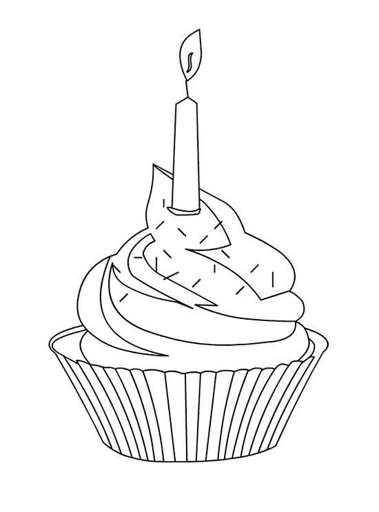 Happy Birthday Cupcake Coloring Pages | ColoringMe.com