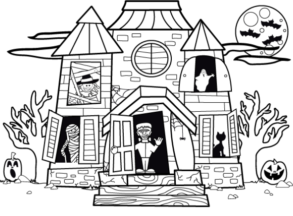 Printable Haunted House Coloring Pages