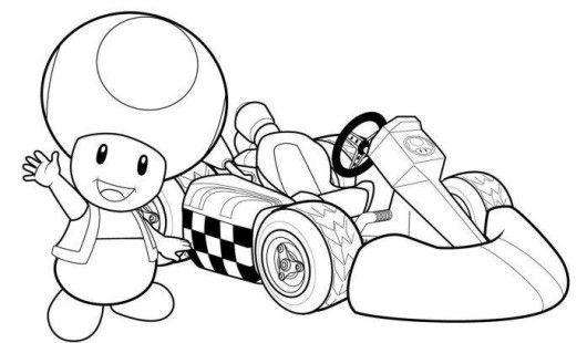 Mario Kart Coloring Pages Toad Coloringme Com