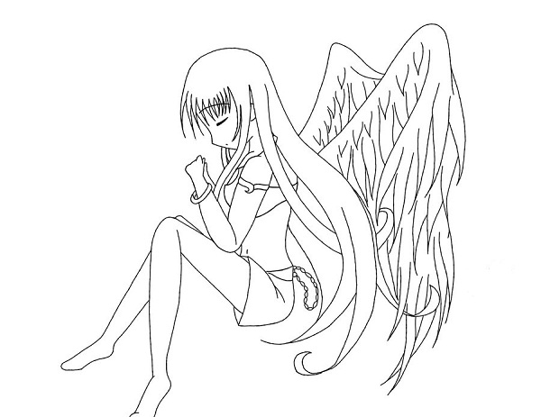 Long Hair Anime Girl Coloring Page  Turkau