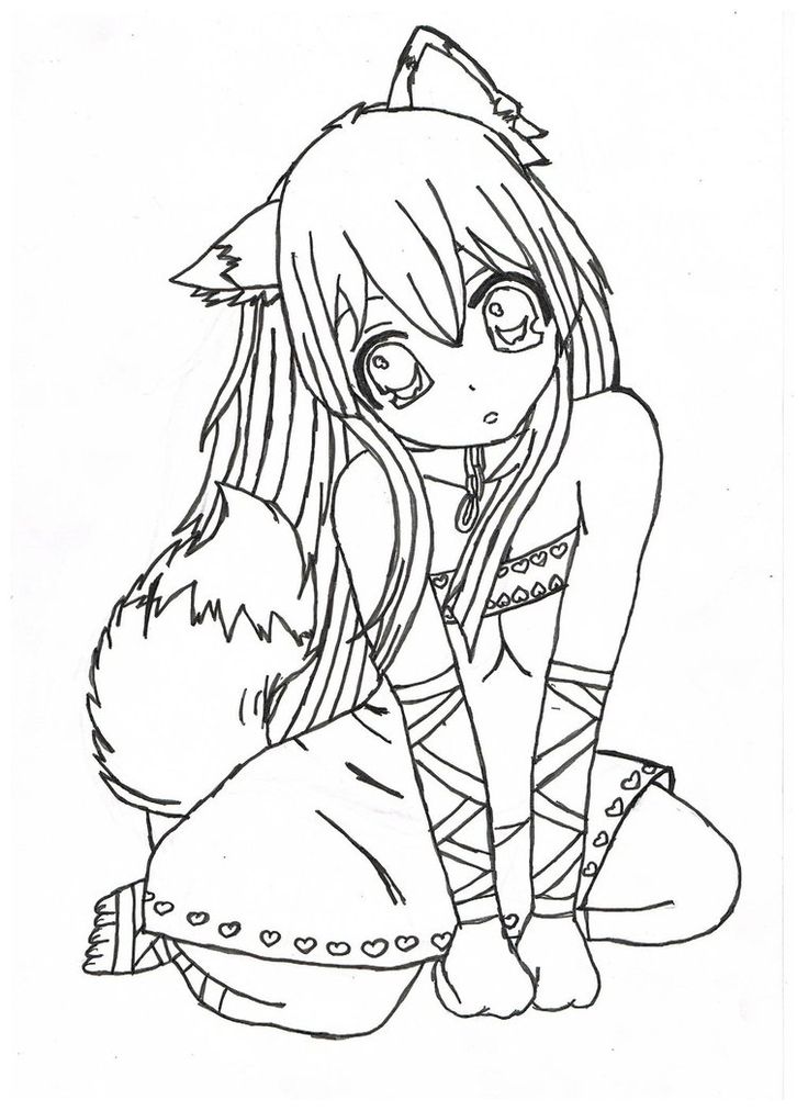 Anime Boy and Cat coloring page - Mimi Panda