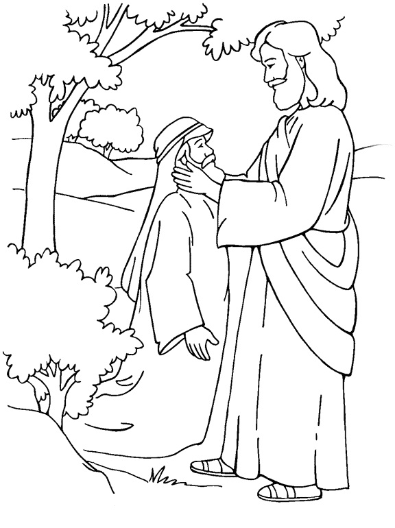 jesus heals the blind man coloring page